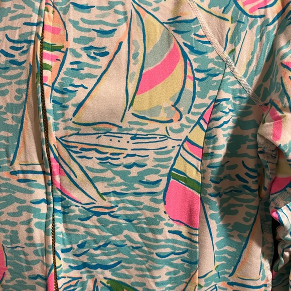 Lilly Pulitzer Luxletic Zip Up Sailboat Print Top - Picture 2 of 3